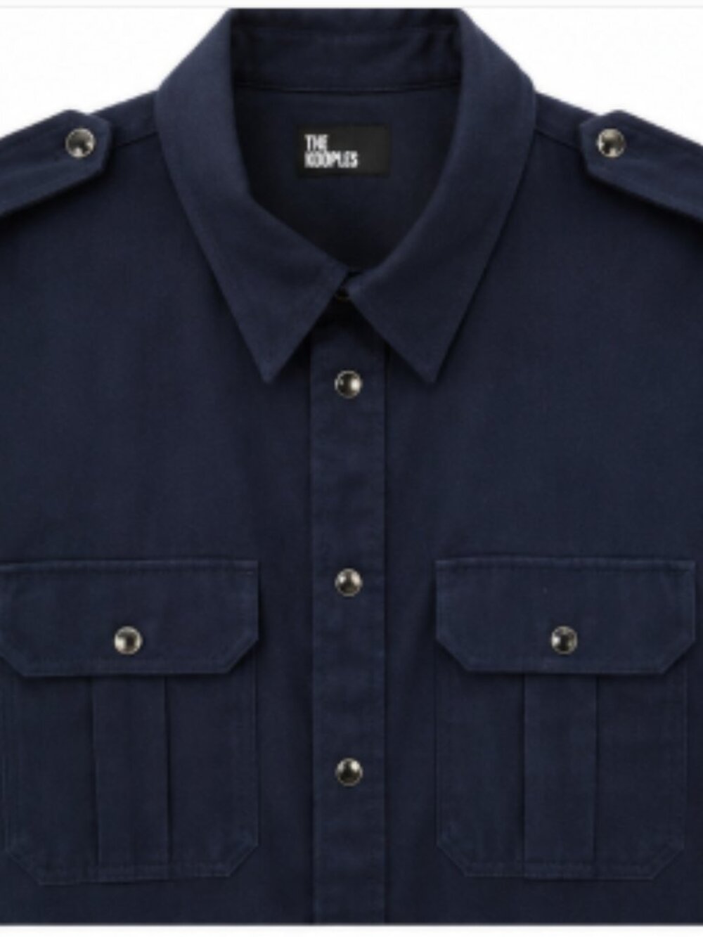 The Kooples Navy Military Safari Snap-Front Overshirt Shirt EU M - Picture 3 of 6